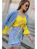 Blue ruffled mini skirt with floral ruffles 3861 - Online store - Boutique